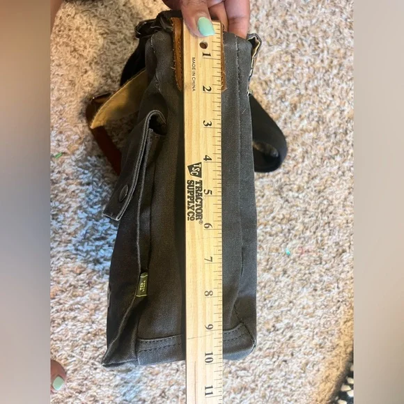 TSD Brand Canvas & Leather Backpack Messenger Bag w/Metal Clasp Pockets - Picture 5 of 6